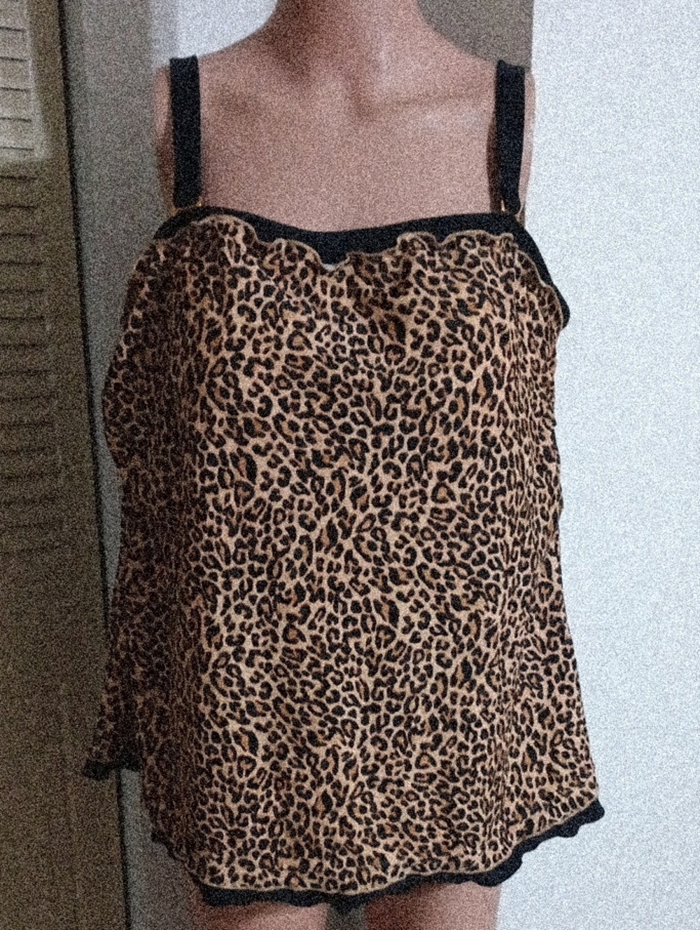 Leopard Print SwimTank Top - Black Trim